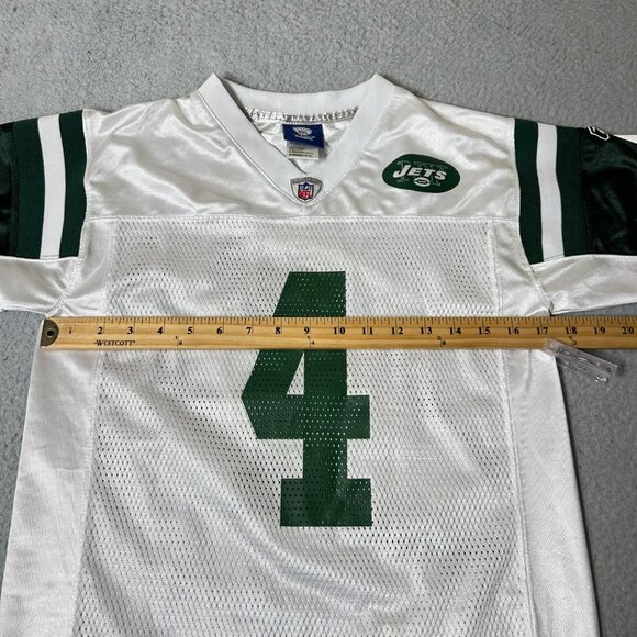 Reebok NFL New York Jets Jersey M (10-12) White Brett Favre #4 Onfield - Picture 5 of 13